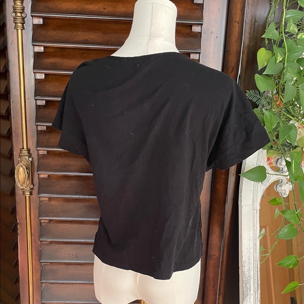 Anthropologie Embroidered Black Floral Women's Top TINY Small EUC - Picture 5 of 6